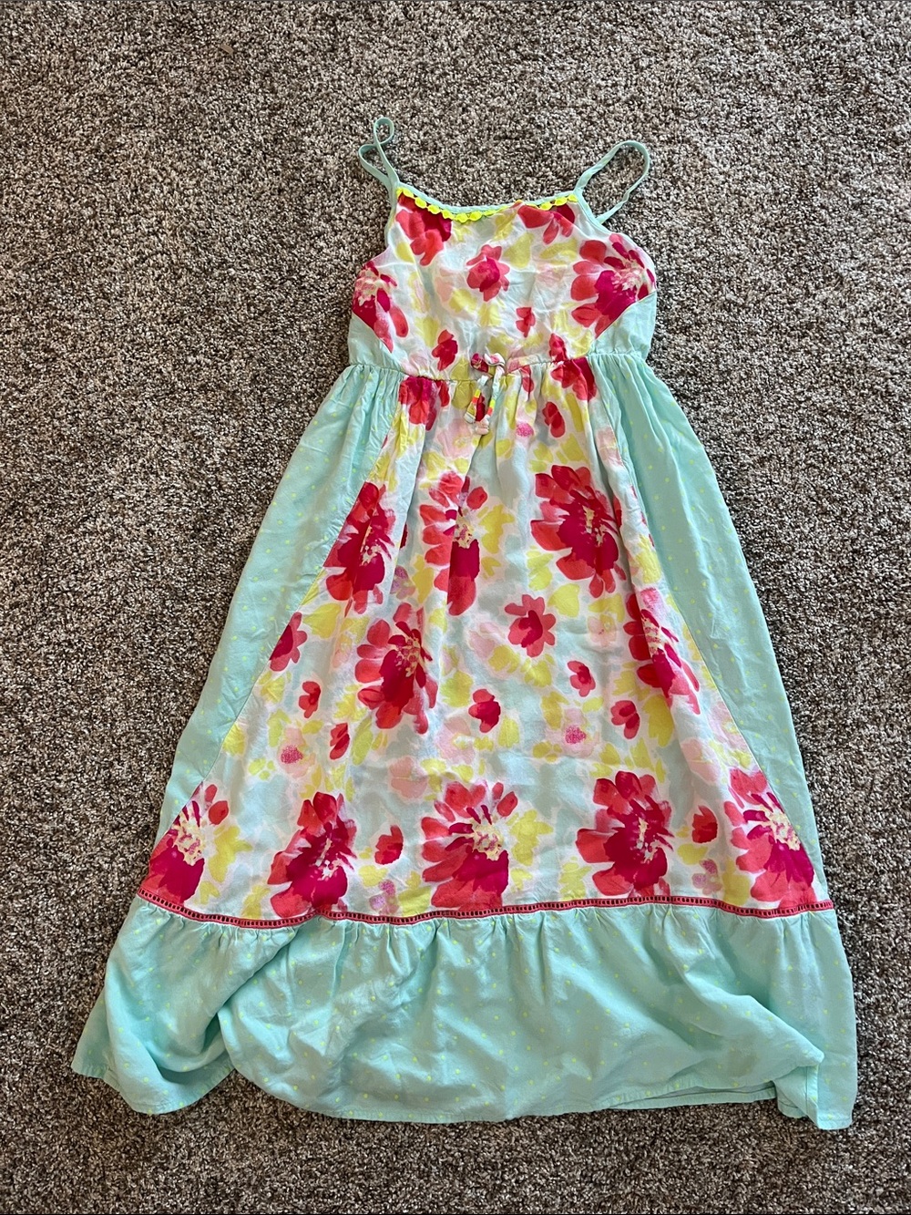 Mint Floral Spaghetti Strap Maxi Dress